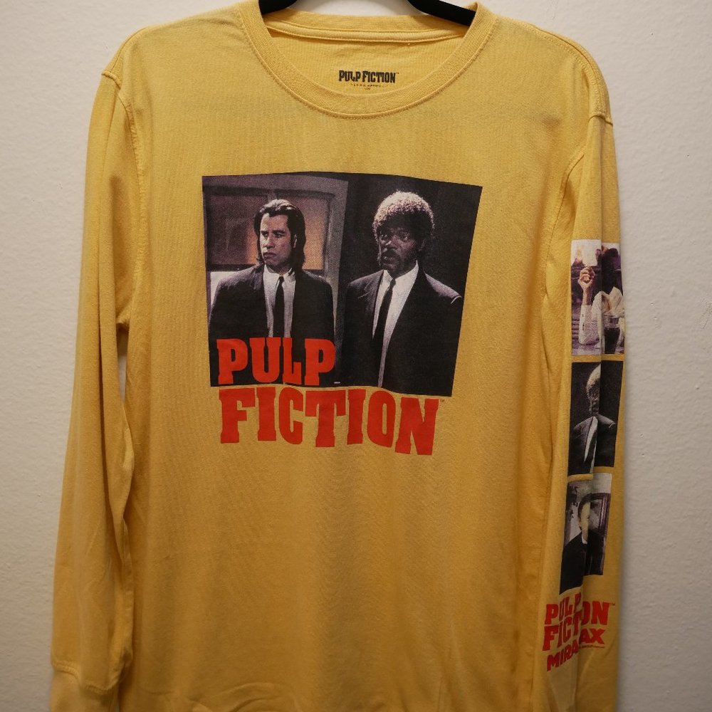 PULP FICTION VINCENT & JULES MIRAMAX LICENSED YELLOW LONG SLEEVE MEDIUM T-SHIRT